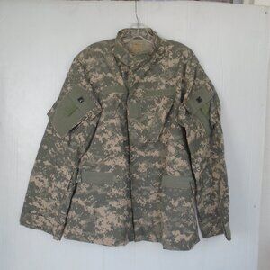 US Army Mens Mandarin Collar Camouflage Shirt Jacket Size Large - Short Grey